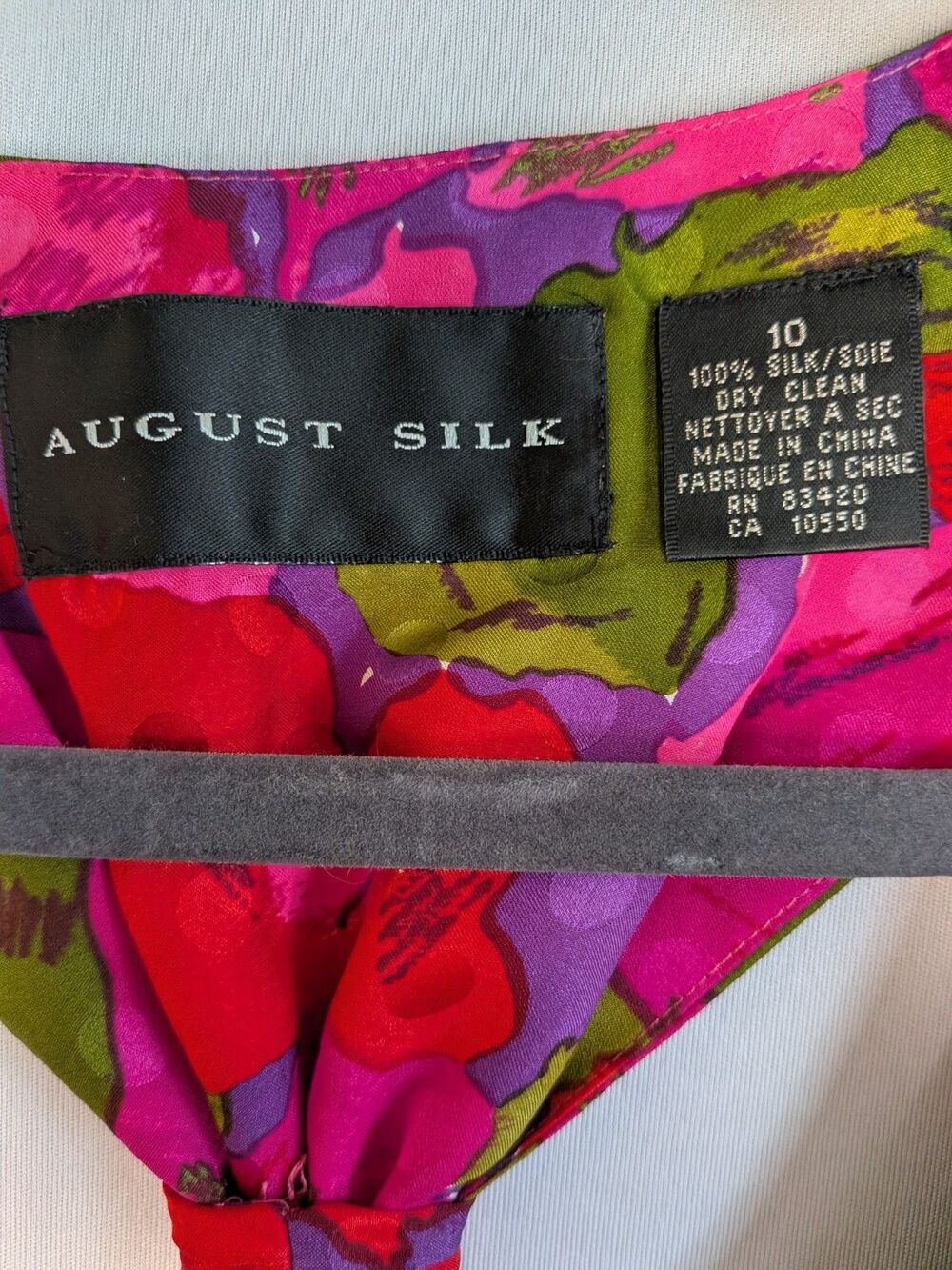 August Silk Dress Pink Green Floral 100% Silk Scoop Neck Racer Back Tank Sz 10 - Picture 8 of 13